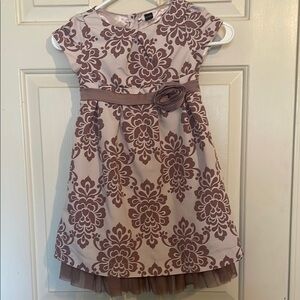 Baby Gap Elegant Floral Kids Dress in Beige and Brown